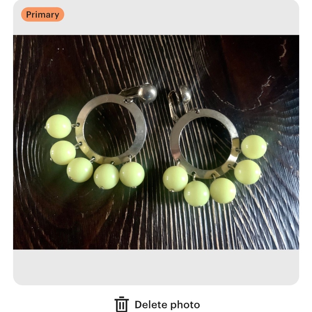 Brass and Pale Yellow Dangle Earrings